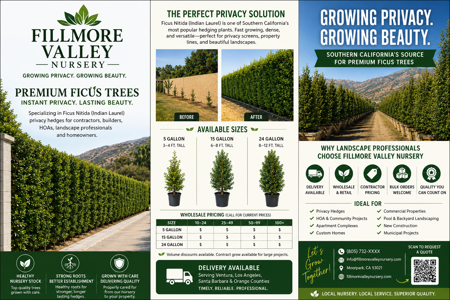 Fillmore Valley Nursery tri-fold brochure preview