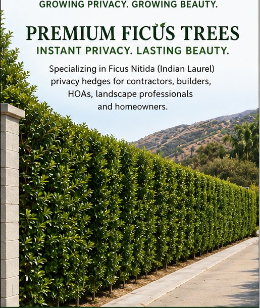Dense ficus privacy hedge in a Southern California landscape